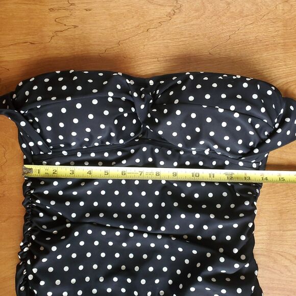 Lauren Ralph Lauren Swimsuit Womens 12 Black Polka Dot One Piece Bathing Suit - Picture 10 of 16